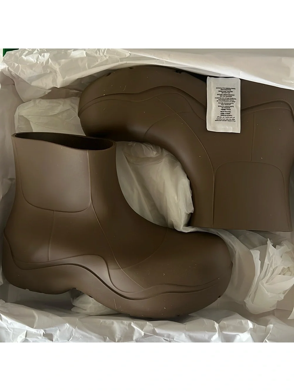 Bottega Veneta Men's Puddle Rain Boots Ankle Boots, Brown Size 42 New +DustBag
